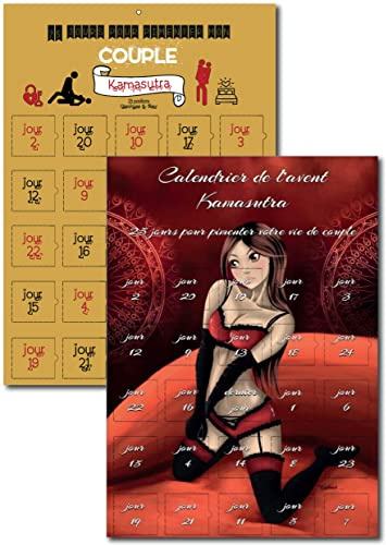 Set mit 2 Kalendern für Paare, das ganze Jahr | 50 Kamasutra-Positionen | A3-Format | romantisches & freches Geschenk | für Weihnachten, Valentinstag oder Überraschung | Haken inklusive