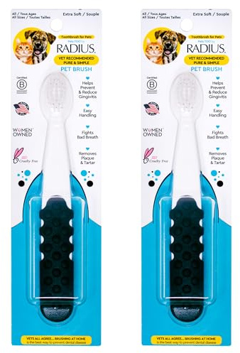 RADIUS Pet Toothbrush, Lush and Plus Soft Bristles, Designed to Clean Teeth and Help Prevent Tartar and Remove Plaque, Pack of 2
