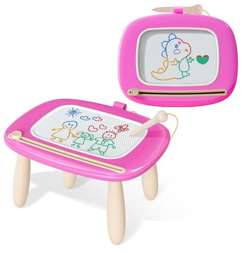 Kikidex Juguetes para niños pequeños de 1 a 3 años,pizarra mágicas magnética,juguetes para niñas,pizarra mágicas para pintar,juguetes educativos para bebés y niños,regalo de cumpleaños (Rosa oscuro)