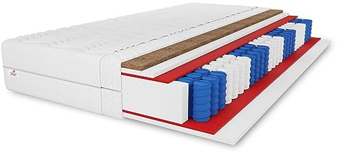 MARPUR Taschenfederkernmatratze 90x200 Salsa Kokos, H3, Weiß | Matratze 90x200, 7-Zonen-Stützsystem, atmungsaktiv, waschbar