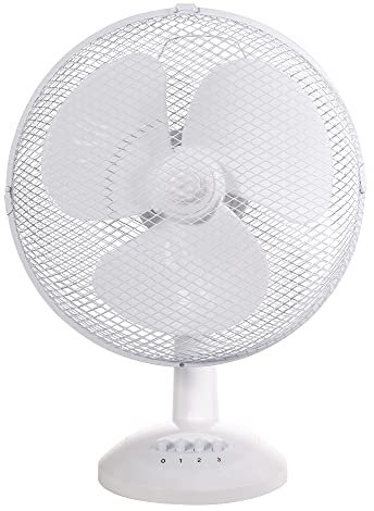 Russell Hobbs RHPDF1221 Tischventilator, tragbar, leicht, 30,5 cm, 3 Geschwindigkeiten, Weitwinkel-Schwenken, kräftiger Luftstrom, leise im Betrieb, ideal für Schlafzimmer oder Büro, weiß