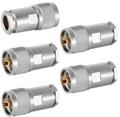 Vecys 5PCS PL-259 UHF Maschio Connettori 50 Ohm PL259 Maschio Spina Cinque pezzi Set Crimpare RF Coax Connettore Adattatore per RG-213 VLMR400 RG8 50-7 7DFB Cavo Coassiale a Bassa Perdita