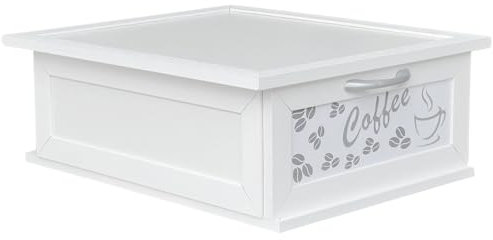 OKAFFAREFATTO MADDALONI Cassetto contenitore bianco in legno portacapsule o cialde