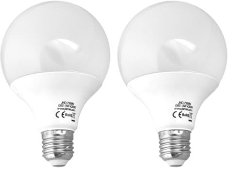 Jandei - Pack de 2 x Bombillas LED Globo 270º, G95 Rosca E27, 15W (equivalente a 120W) Luz Blanca Neutra 4200K, Salón, Oficina, Dormitorio, Casa, Garaje, Navidad. Ahorro de energía.