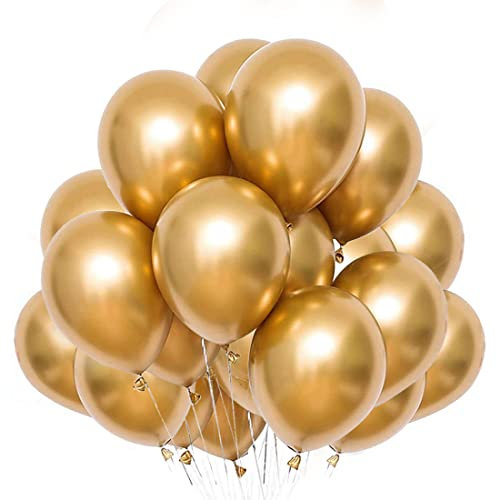 Ballons Or Métalliques, 50 Pièces Ballon Doré Anniversaire,12 Pouces Ballon, Ballons de Baudruche en Latex Or pour Mariage, Diplôme, Cérémonie, Décorations de Fête