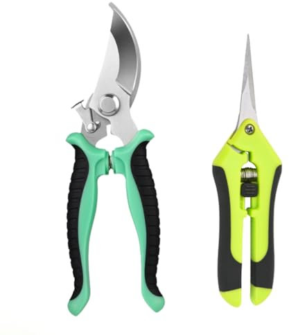 BDSHUNBF 2 Pezzi Forbici da Giardino, Forbici da Potatura, Cesoie da Potatura, Antiscivolo con Impugnatura di Bloccaggio, Forbici Potatura Forbice da Taglio Portatile con Impugnatura Comoda a Molla