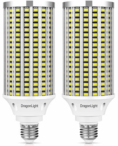 DragonLight 2024 Newest 60W Super Bright LED Corn Light Bulbs (200 Watt Metal Halide/HID/HPS Replacement) - E27/E40 Base LED Lamp - 6000K Daylight 7200 Lumens, Pack of 2