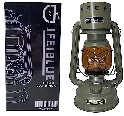CAMPGEEKS Lampe à pétrole, lampe à kérosène, lanterne de camping en plein air, lanterne à combustible, vert militaire