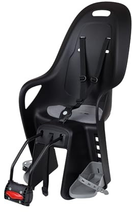 POLISPORT 8408100002 - Rücksitz KOARI für Fahrräder mit Rädern von 26'' bis 28'', geeignet für Kinder mit einem Maximalgewicht von 22 kg, mit Verankerung am Rahmen in Schwarz/Grau