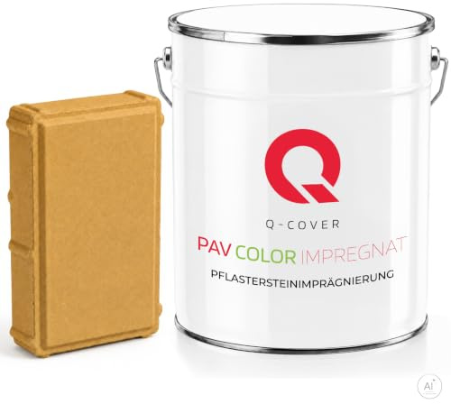 Q-COVER Impregnazione per ciottoli Giallo sabbia 5 L | Impregnazione colorata | Protettivo per calcestruzzo e mattoni | Interno & Esterno