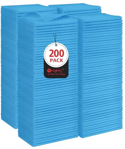 Orighty Cleaning Cloths, Shop Towels 200 Pack, Shop Rags Reusable, Microfiber Cleaning Rags Bulk for Cars, Multi-Purpose Lint Free Towels for Automotive, Mechanic, Kitchen, 29.2 x 29.2cm, Blue