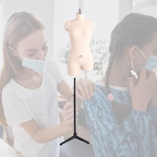 VNNHGB Weibliche Nähpuppe, Halbkörper-Torso-Schaufensterpuppe für Kleidung, verstellbares Damenkleid, Schneiderbüste (Blanc M)