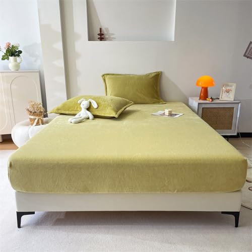 JIANINGHOME Winter Thermo Fleece Spannbettlaken 120x200,Fleece Spannbettlaken Winter Samt Warm Kuschel Boxspringbett Frottee Bettlaken Biber Spannbetttuch