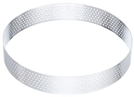 sourcing map Stainless Steel Tarts Rings 5.1 Perforated Metal Circle Baking Dessert Mousse Round Cake Ring Non Stick for Home Kitchen Food Cheese Making Tool
