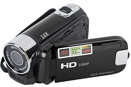 Yunir Videokamera-Camcorder, Digitalkamera-Recorder, 720P, 30 FPS, 16MP, 2,7 Zoll, 16-facher Digitalzoom, Vlogging-Kamera-Recorder, mit USB-Kabel (Black)