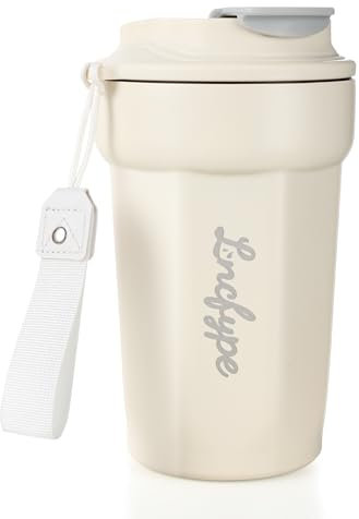 Lncfype Bicchiere Termico in Acciaio Inox, Tazza da Viaggio 420ml, Isolamento a Doppia Parete, Mantenimento Caldo e Freddo, Ideale per Caffè e Te