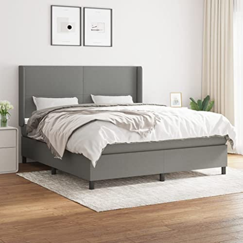 qohoio Boxspringbett mit Matratze Dunkelgrau 160x200 cm Bett Boxspringbett Bett Mit Matratze Schlafzimmer MöBel Polsterbett Stoff - 3131282