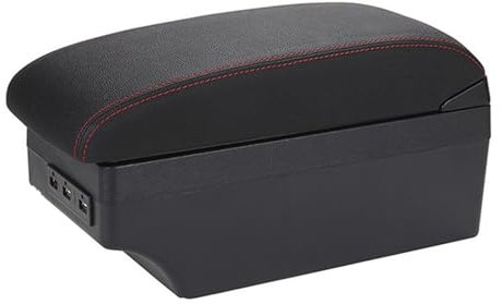 DZWDY reposabrazos de Coche Compatible con Seat para Ibiza 6j 6L Caja De Reposabrazos De Coche Caja De Almacenamiento De Reposabrazos Consola Central con Portavasos Cenicero(Red Line)
