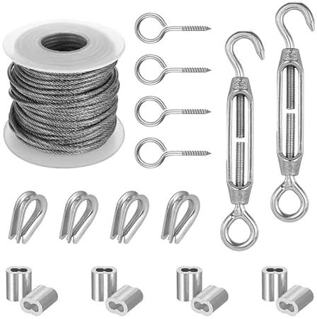 TAIGUHUI Stahlseil 1 Set 15/30/50 M Multifunktionales Drahtseil-Set Edelstahlkabel Zeltschnur Hängende Wäscheleine Außenkabel Leitplankenseile Drahtseil(15m-01)