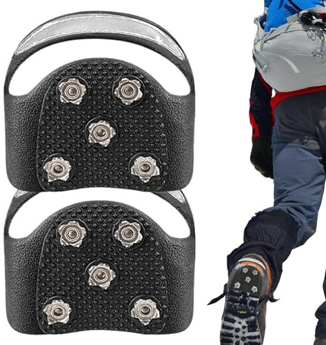 Nankoyal Schuhspikes für Schnee, für Schuhe,Anti-Rutsch-Eisstollen aus Edelstahl mit Greiferspitze - mit reflektierenden Schneegriffen und 5 Spikes zum und Wandern