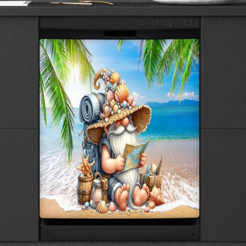 Dishwasher Magnet Cover Dwarf Summer Palm TreeFront Dishwasher Cover Decorative Refrigerator Reuseable Home Cabinet Appliances Stickers 23 x 26
