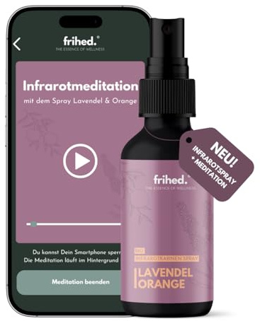 frihed.® Infrarotkabine Spray Lavendel & Orange - Aroma Spray für Infrarotkabine - Alternative zum Saunaaufguss - Langanhaltender Duft - Made in Lüneburg
