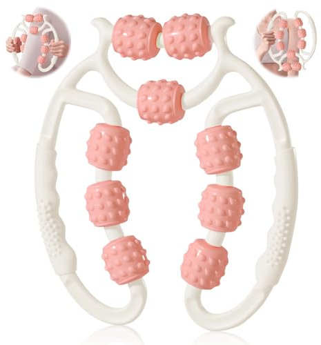 Yanghad Massageroller, Cellulite Massagegerät, Massageroller Beine, Bein Massagegerät, Cellulite Roller, Massage Roller mit Griff für Bein, Fuß, Armmassage (Weiß+Orange)