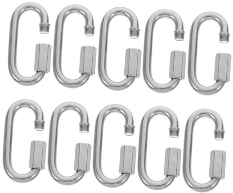 JECOMPRIS 10 Pezzi Fibbia A Maglie A Catena Moschettone Morsetto A Catena Catene Di Sicurezza Per Rimorchi Catena A Maglie Rapide Nere Linkanruo Catene Collega Anelli Filettati A Mano Ganci