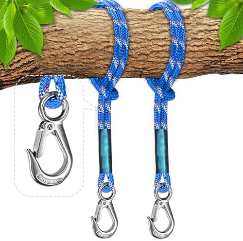 Plstod 2 cuerdas de fijación para columpio de 0,6 m, soporta 400 kg, cuerda de fijación para columpio con mosquetón de acero inoxidable, para colgar columpios, hamaca