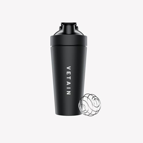 VETAIN Edelstahl Shaker 700ml - 100% Auslaufsicher - Premium Protein Shaker mit Mixball - Außen gravierte Messskala - Frei von BPA & DEHP - spülmaschinenfest, robust & langlebig