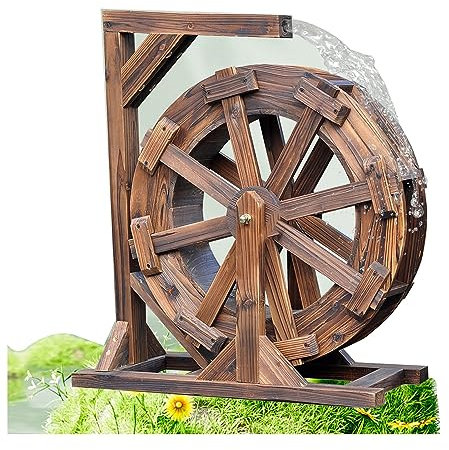 Holz Wasserbrunnen Rad - Dekorativer Brunnen Wasserfall für Garten Pool Teich, Feng Shui Wasserspiel für Innen- und Außendekoration