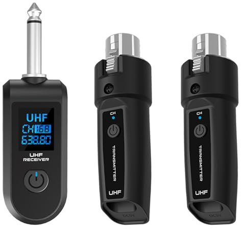 Trasmettitore e ricevitore wireless, 3pcs/set di trasmettitori e ricevitori di microfoni wireless, adattatore di microfono ricaricabile a 2, 4 GHz per chitarra, mixer audio, microfono dinamico, sistem
