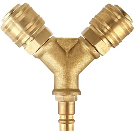 Druckluftanschluss,Druckluftkupplung,Druckluftverteiler 2-Fach Mit Kupplungen,Messing Druckluft Verteiler Nw 7,2 Luftweiche,Mit Außengewinde,1/4-Zoll Luftschlauch Schnellkuppler Verteiler