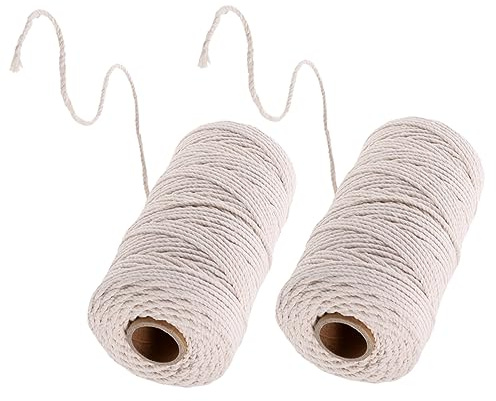 DIYEAH 2 Rolls Cotton Butchers Twine Durable Cooking Twine for Meat Packing Temperature Resistant Kitchen String for Roasting Baking Food Grade Cotton Thread