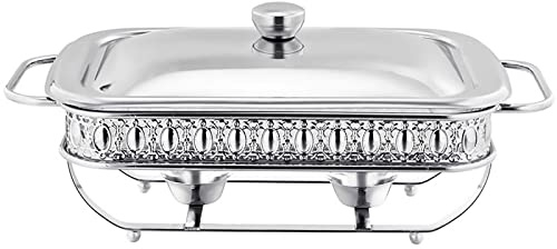 CQIKRWGWS Scaldavivande rettangolari per Buffet, scaldavivande in Acciaio Inox con Coperchio e Supporto, Set di scaldavivande e scaldavivande per Matrimoni, Feste e Banchetti (Argento 2,0 l)