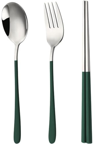 Dessert Forks Green Cutlery Forks Spoon Portable Stainless Steel Flatware Set Flatware Forks Steak Fork Classic Home Kitchen Restaurant Dinner Forks
