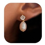 Perlen Ohrringe – 14K Vergoldete Hängende Ohrringe mit Zirkonia Akzenten, Elegante Perlen Ohrhänger für Braut Brautschmuck, Hypoallergene Luxuriöse Hängeohrringe für Hochzeit Verlobung