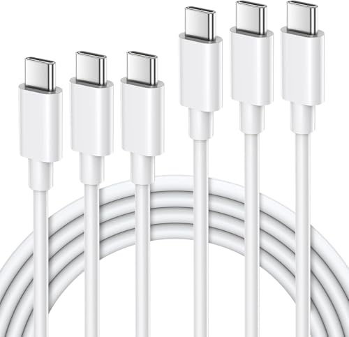 Lot de 3 Câbles USB-C vers USB-C 60W (3 X 1M) – Charge Rapide Power Delivery – Câble Blanc Compatible Xiaomi, Huawei, iPad, MacBook, Android – USB Type-C Rapide & Durable