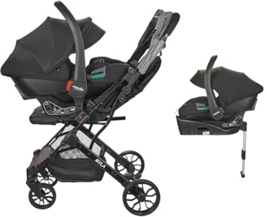 Nania Myla - Cochecito combinado 2 en 1 compacto y ligero de 0 a 4 años (22 kg máximo) con asiento de coche Rimini Nania 40-87 cm - (0-13 kg) protección lateral + base isofix
