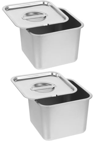 STOBAZA 2 pièces Boîte Hermétique Inox pour Crème Glacée Boîte de Conservation Empilable avec Couvercle Étanche pour Congélateur et Desserts Maison