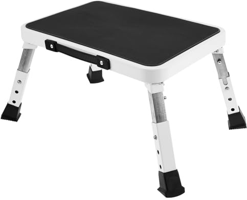 3-stufig Höhenverstellbarer Tritthocker Klappbar, bis zu 150 kg, Klapptritt Faltbar mit Rutschfester Gummifüßen, Tragbarer Trittstufe Klappbar für Erwachsene, Senioren, Kinder, Küche, Büro