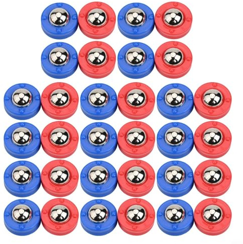 Honseadek Shuffleboard Tabletop Curling Game Pucks 32pcs Set Having 16 Red Plus 16 Blue Wear-resistant Plastic Plus Hardware Indoor Game Accessories for Foosball Table