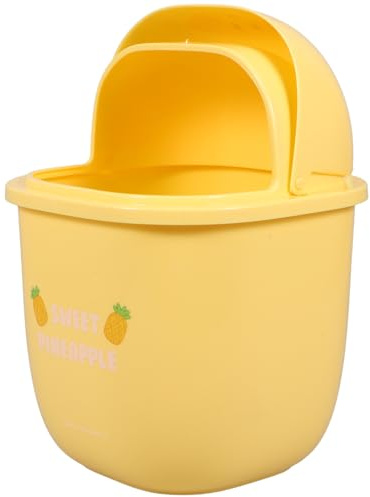 BESPORTBLE Poubelle de Bureau Couvercle Mini-Poubelle de Table en Plastique Couleur Citron Jaune pour Bureau Chambre Cuisine Compacte et Légère pour Usage Quotidien
