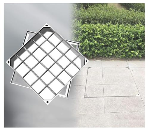 Couvercle de trou d'homme en acier inoxydable – 100 x 100 cm résistant aux intempéries – Design invisible pour jardin et fosse septique – Pavé encastré durable et élégant
