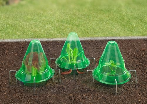 Maximex 3in1 Pflanzendom, 15-teiliges Set, Schutz vor Frost, Vögeln und Schnecken im Garten, 3 Anzuchtglocken für Setzlinge, Ø 27 x 25 cm, PET-Kunststoff, Grün