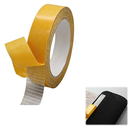 Hogulin Double Sided Tape, 1 Inch x 33ft Double Sided Tape Heavy Duty, DoubleSided Fabric Tapes Clear Adhesive for Carpet, Wall, Floor, Mat, Craft