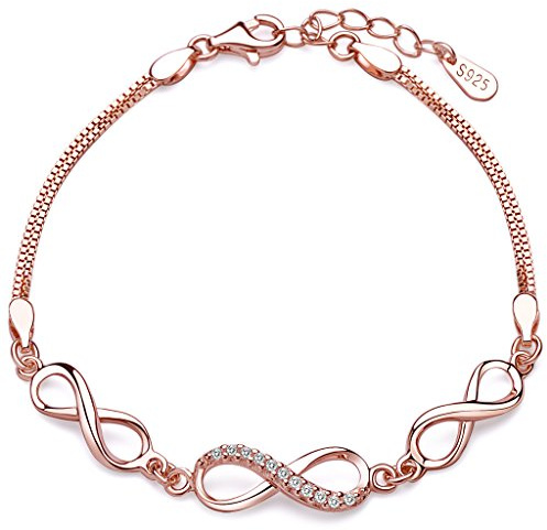 Unendlich U Armband mit dem riesigen Zeichen, klassisch, verziert mit kubischen Zirkonia, aus 925er Silber, Weißer Schmuck, elegant, für Damen und Mädchen, Weihnachtsgeschenk