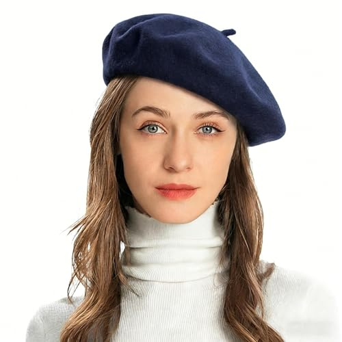 ZLYC Donna Lana Basco Scozzese Stile Francese Berretto