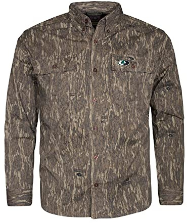 Mossy Oak Cotton Mill 2.0 Camicie da Caccia mimetiche a Maniche Lunghe per Uomo