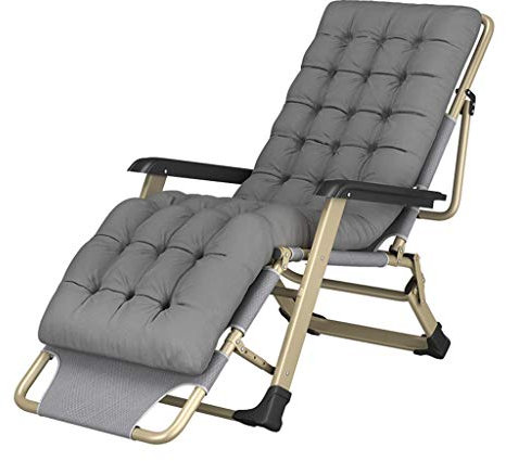 LHNLY-Liegen Liegender Saunaliege Sonnenliege Liegestuhl Gartenstuhl Recliner Liegestühle Campingliege Strandliege Verstellbar und klappbar, Grau Max. 260 kg